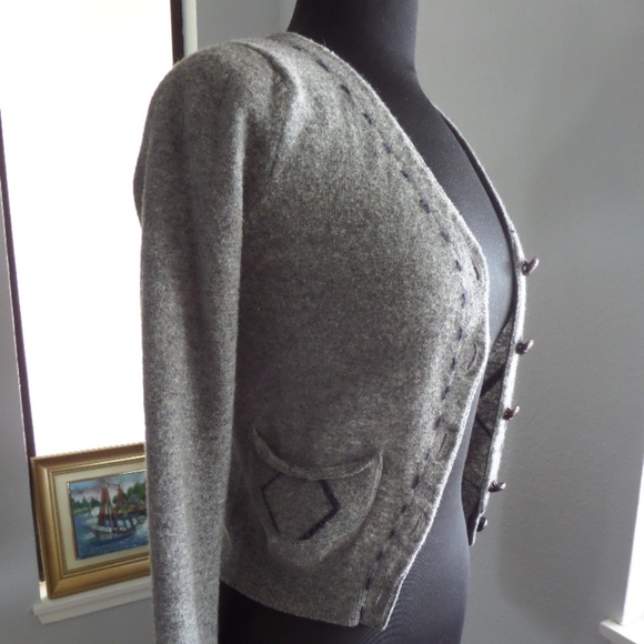 HERITAGE Size S Long Sleeve Gray CARDIGAN SWEATER - Picture 3 of 7